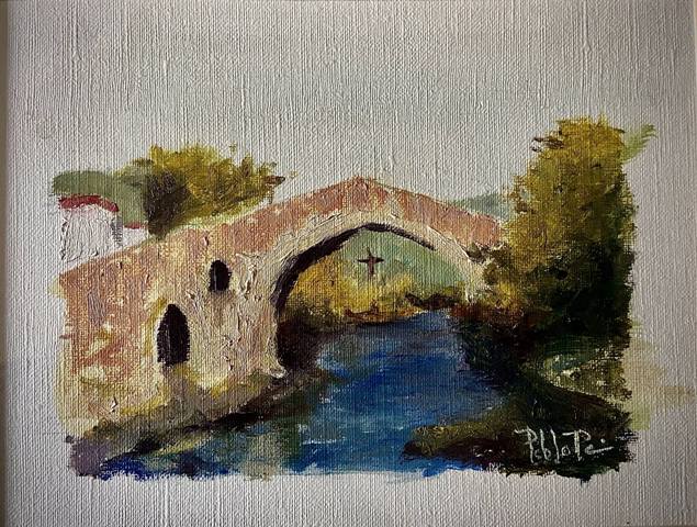 Pintura del Puente Romano de Cangas de Onís