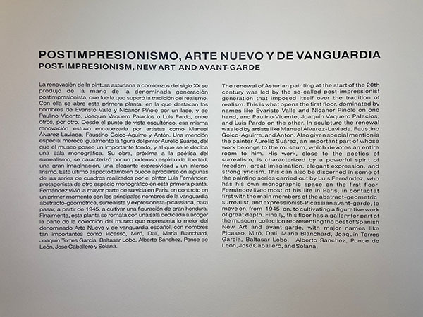 Panel informativo en el museo de bellas artes de Asturias