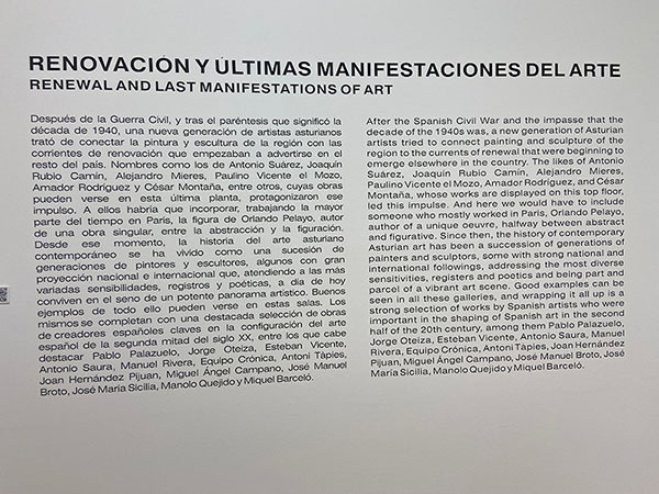 Panel informativo en el museo de bellas artes de Asturias