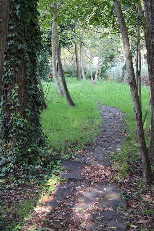 Camino de piedra en el museo del pueblo de Asturias en Gijón