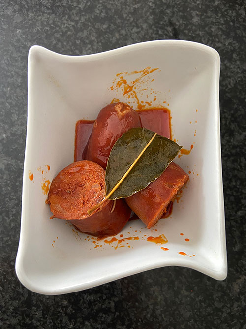 Chorizos a la sidra listos para degustar