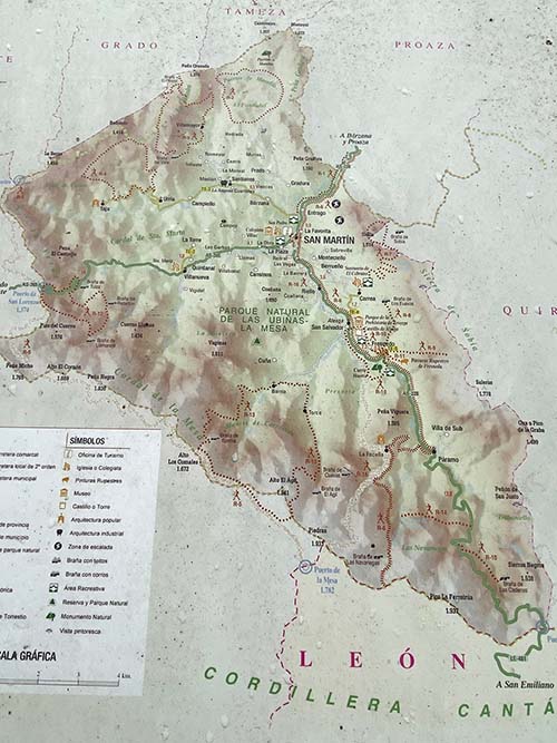 Mapa del municipio de Teverga obtenido de los paneles informativos del ayuntamiento