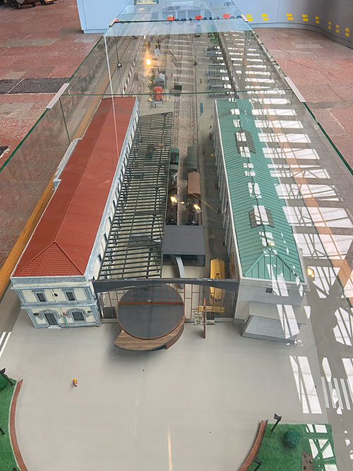 Maqueta de una estación de tren en el museo del ferrocarril en Gijón
