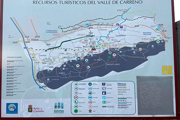 Plano del Ayuntamiento de Carreño en el que se observa la orientación del monte Areo