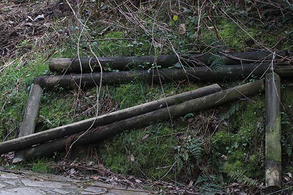 Algún tramo de la senda de los miradores en Asturias necesita arreglos como esta barandilla