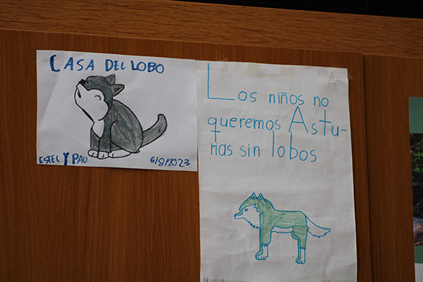 Exposición en el edificio centro de interpretación de la casa del lobo en Belmonte de Miranda en Asturias