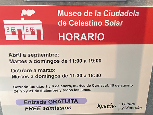 Horario del museo de la ciudadela de Celestino Solar en Gijón