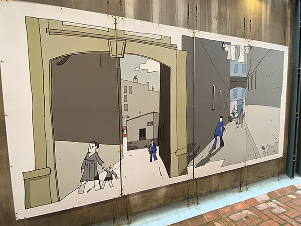 Murales explicativos de la vida en la ciudadela de Celestino Solar en Gijón