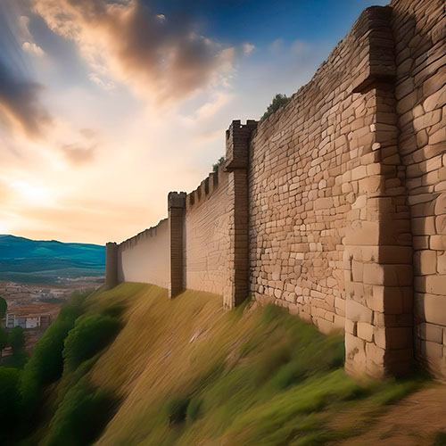 Recreación por IA de una parte de la desaparecida muralla de Avilés