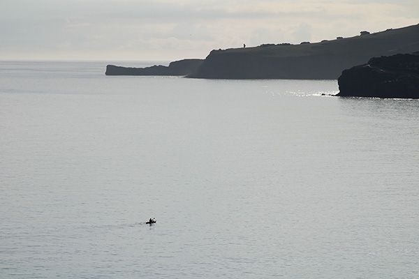 El cabo de San Lorenzo visto desde el elogio del horizonte en Gijón