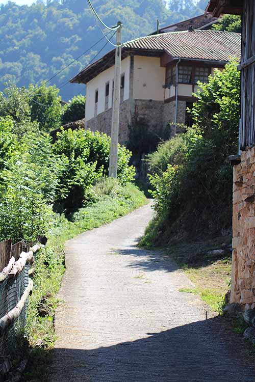 Pistas de hormigón comunican los diferentes barrios de Bandujo en Asturias