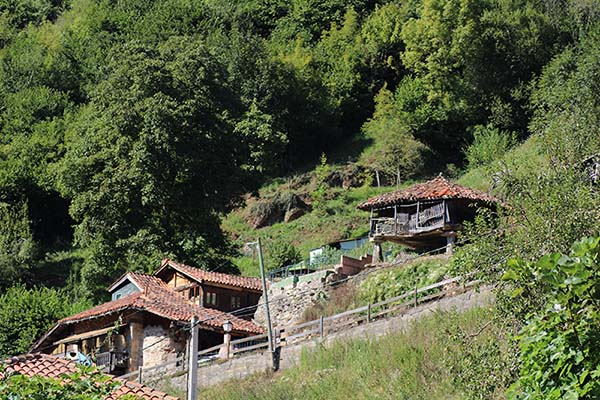 Hórreos y paneras en Bandujo en Asturias