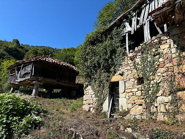 Hórreos y paneras en Bandujo en Asturias