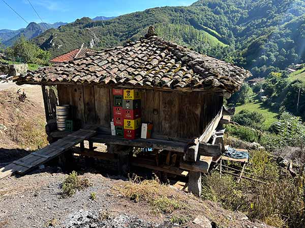 Hórreos y paneras en Bandujo en Asturias