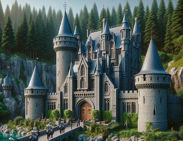 Representación del castillo de Tudela en Olloniego en Asturias
