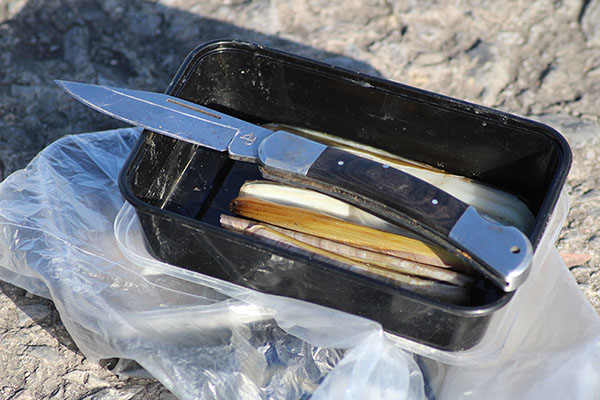 Navajas o muergos usados como cebo para la pesca a fondo