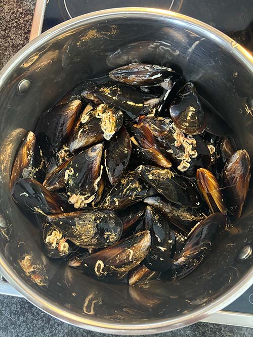 Cociendo mejillones