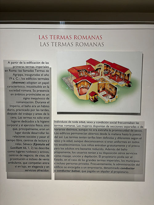 Cuadro explicativo de las termas romanas en Gijón