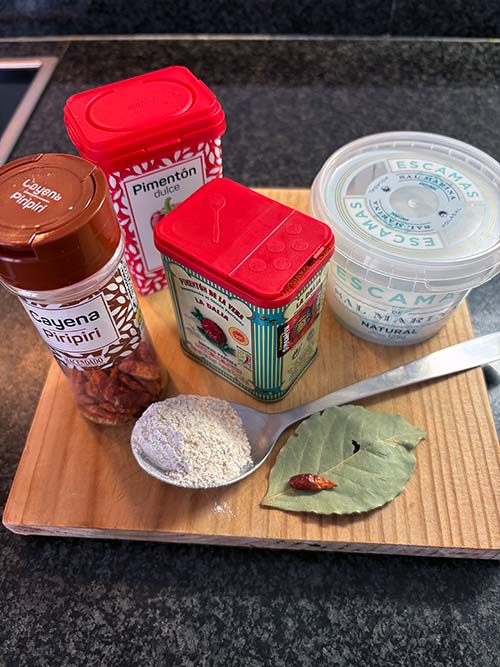 Ingredientes para el pulpo de pedrero con patatines