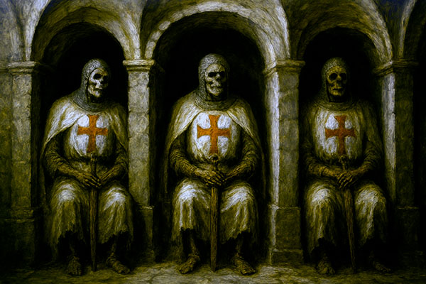 Momias de tres caballeros templarios en la abadía del Sueve