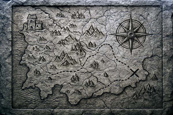 Parte de un mapa que Manfredo encontró en la cripta de la abadía