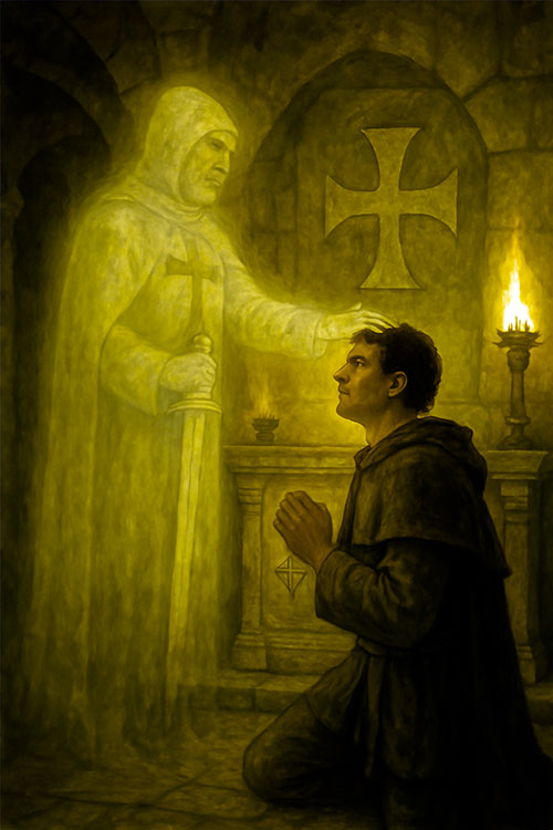 Manfredo sellando su juramento a la orden del temple