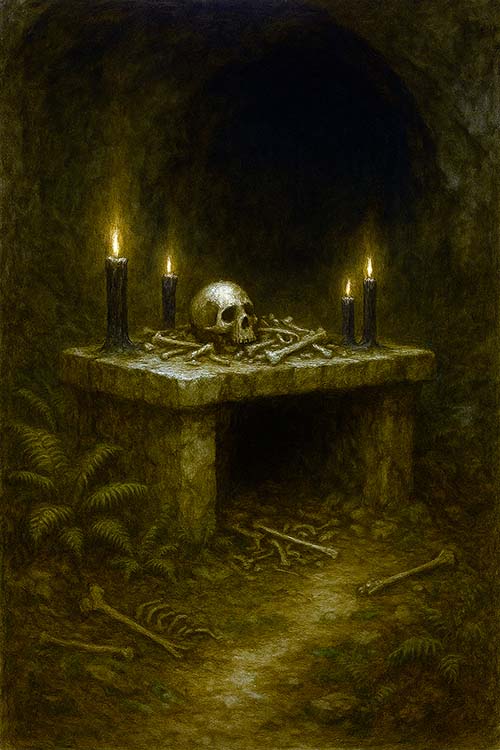 Altar en el interior de la cueva "boca de la tierra"