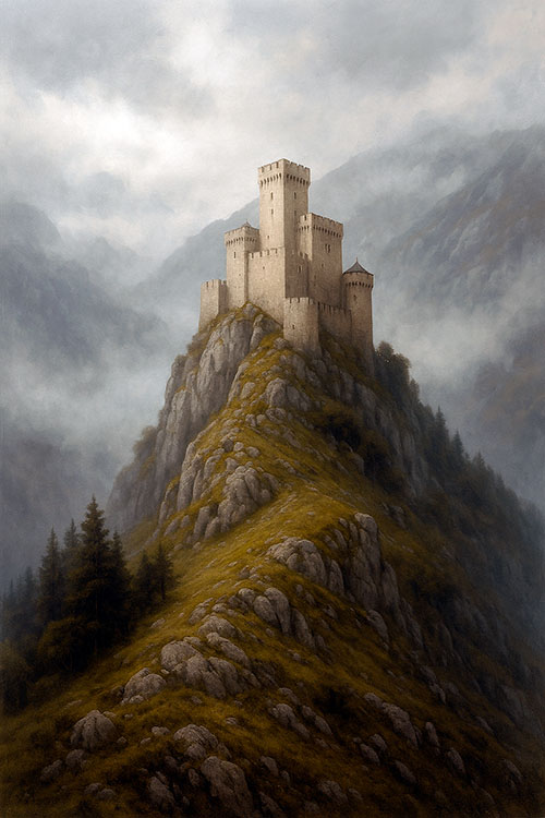 Castillo del pico Soberón en la sierra del Cuera en Asturias