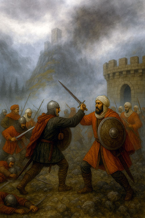 La batalla entre moros y cristianos a los pies del castillo de Soberón en el Cuera en Asturias