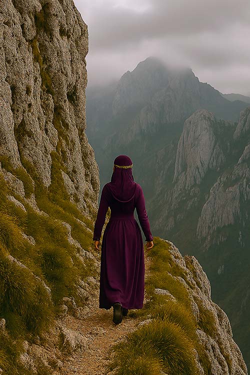 Zahira paseando entre los riscos del pico Soberón, en la sierra del Cuera en Asturias