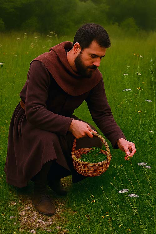 Rodrigo recogiendo plantas medicinales
