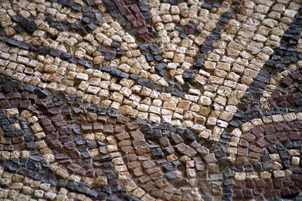 Mosaicos en en la villa romana de Veranes en Gijón