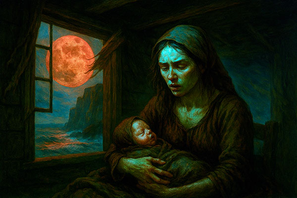 Nacimiento de la "bruja de Jove" en una noche de luna roja