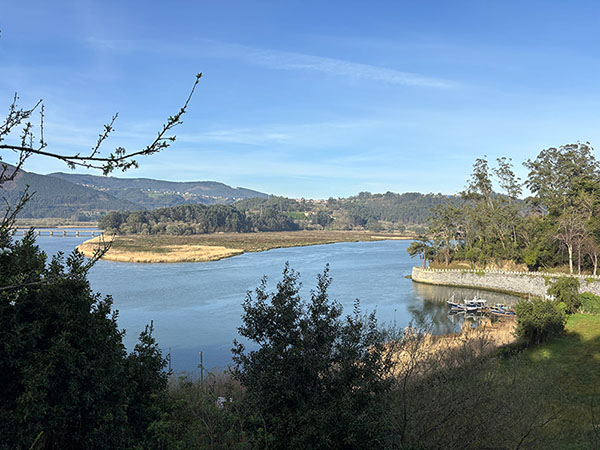 Vista del meandro del Nalón a la altura del castillo de San Martín en Soto del Barco en Asturias