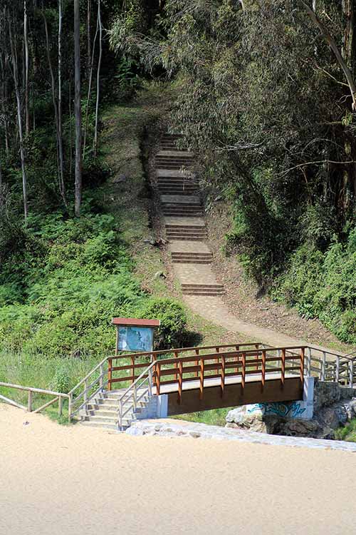 Sendero costero que termina en una playa en Asturias