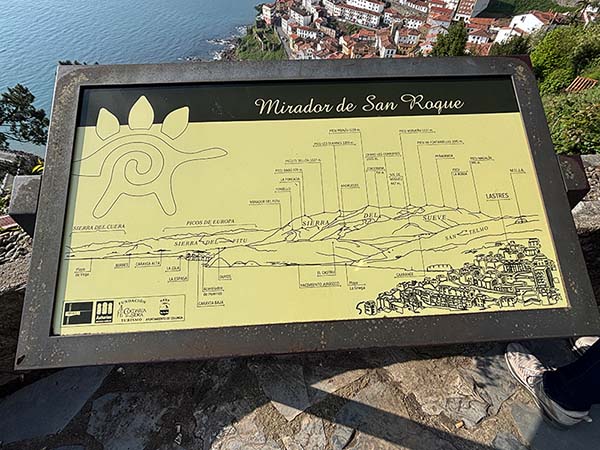 Panel informativo en el Mirador de San Roque en Lastres en Asturias