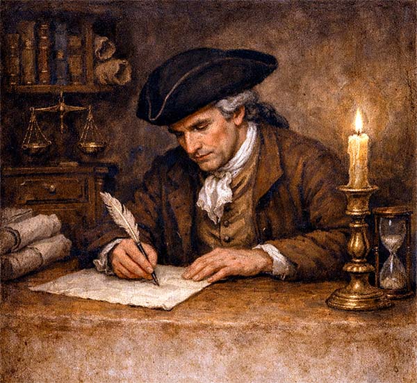 Escribano ejerciendo su trabajo en el siglo XVII