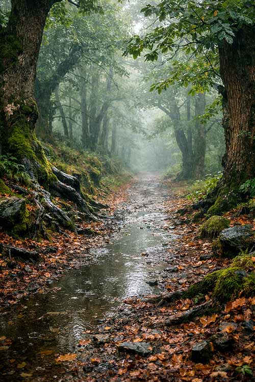 Camino boscoso en Asturias