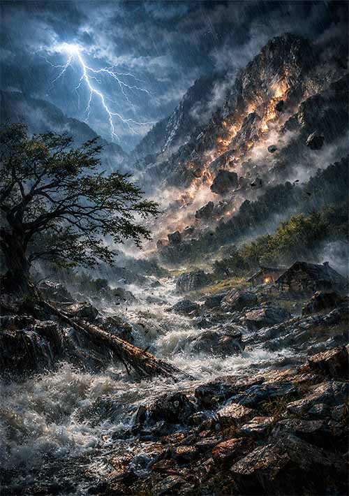 El valle entero reacciona contra la tormenta durante la noche
