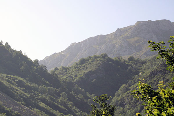 Valle asturiano entre montañas en los Picos de Europa
