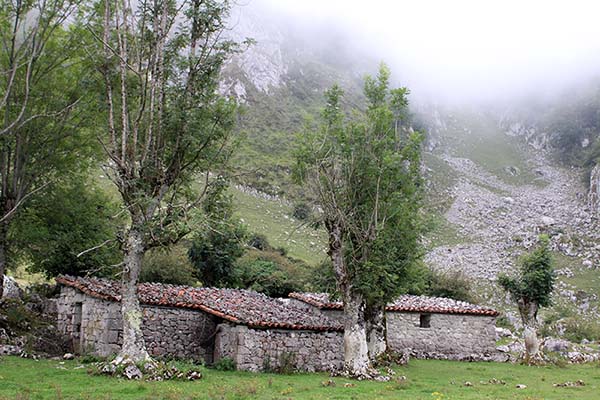 Cabañas de pastoreo en los lagos de Covadonga en Asturias