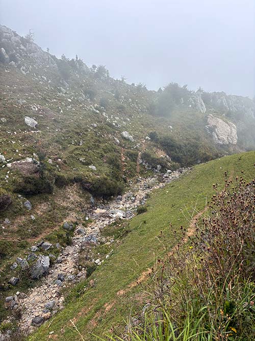 Riega que lleva agua al lago Bricial en Covadonga en Asturias