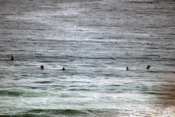 Surfistas esperan "su ola" en el entorno de la desembocadura de la ría de Aboño en Asturias